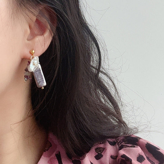 Amethyst Pearl Pin Earrings JLT12398