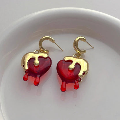 Gothic Molten Gold Bleeding Heart Earrings JLT13657