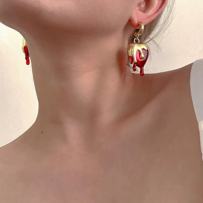 Gothic Molten Gold Bleeding Heart Earrings JLT13657