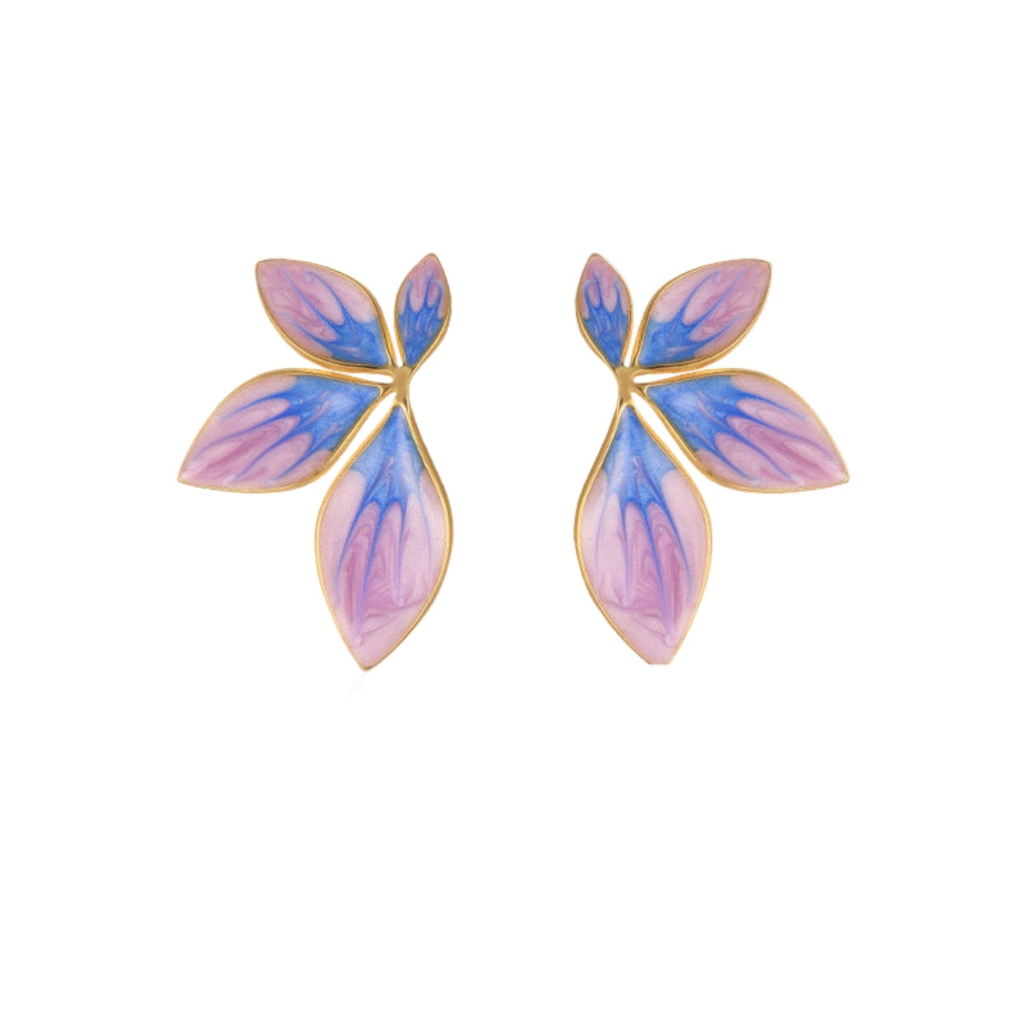 Blue Flame Enamel Leaf Stud Earrings JLT13662