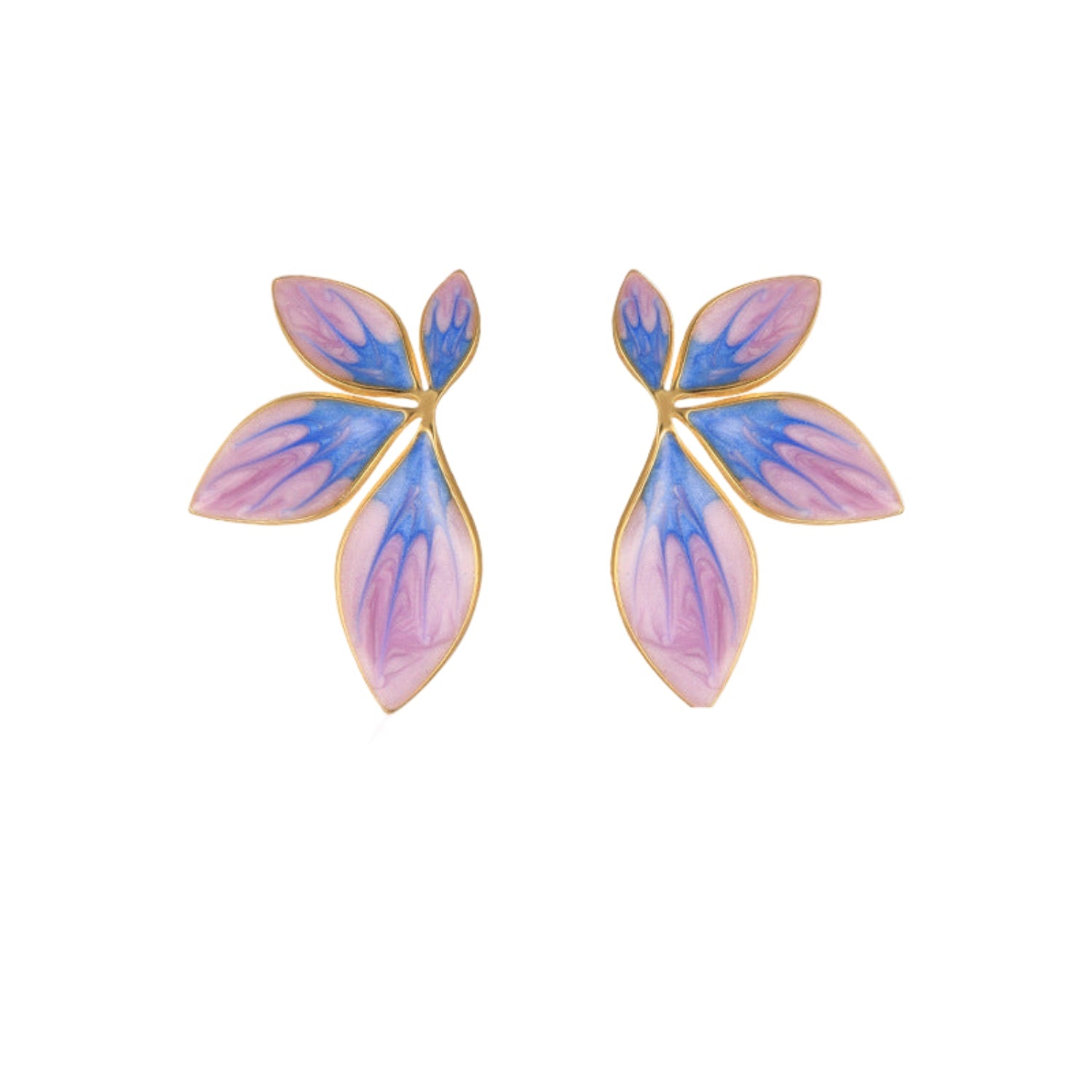 Blue Flame Enamel Leaf Stud Earrings JLT13662