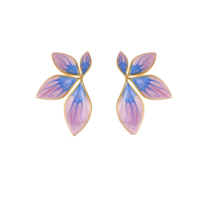Blue Flame Enamel Leaf Stud Earrings JLT13662