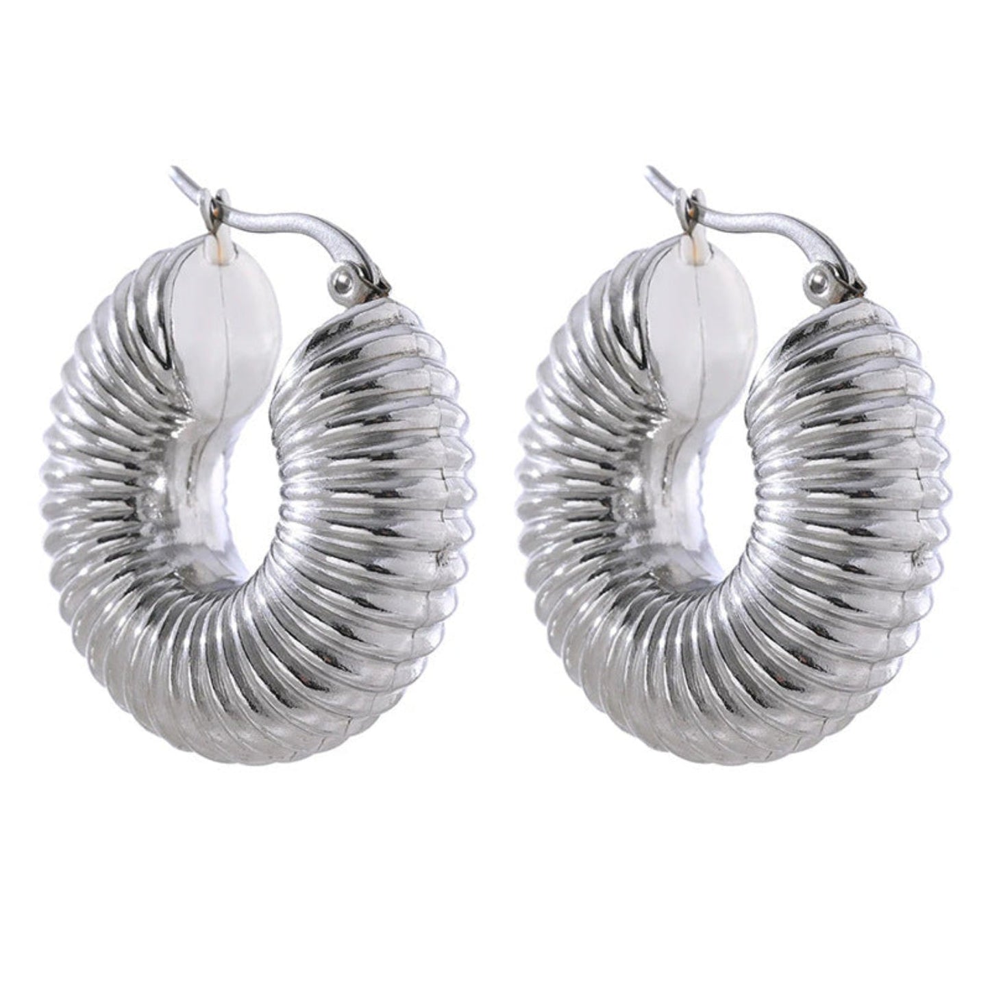 Spiral Silver hoop Earrings JLT12761