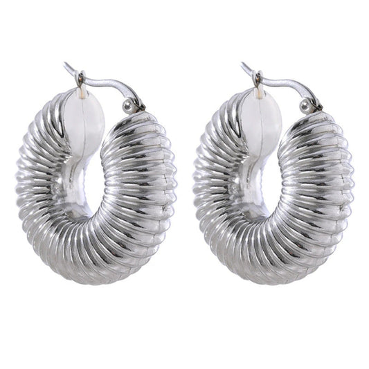 Spiral Silver hoop Earrings JLT12761