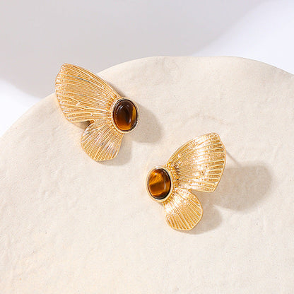 Vintage Butterfly Gold Stud Earrings JLT12795