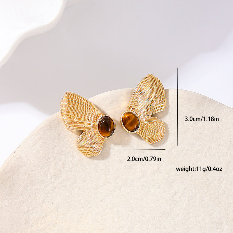 Vintage Butterfly Gold Stud Earrings JLT12795
