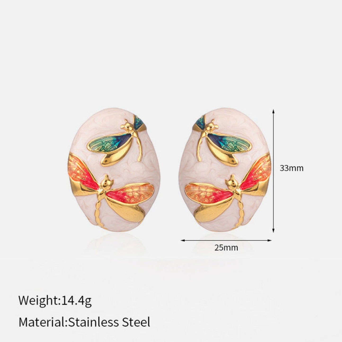 Dragonfly White Stud Earrings JLT12807