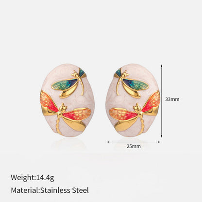 Dragonfly White Stud Earrings JLT12807