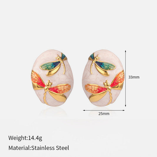 Dragonfly White Stud Earrings JLT12807