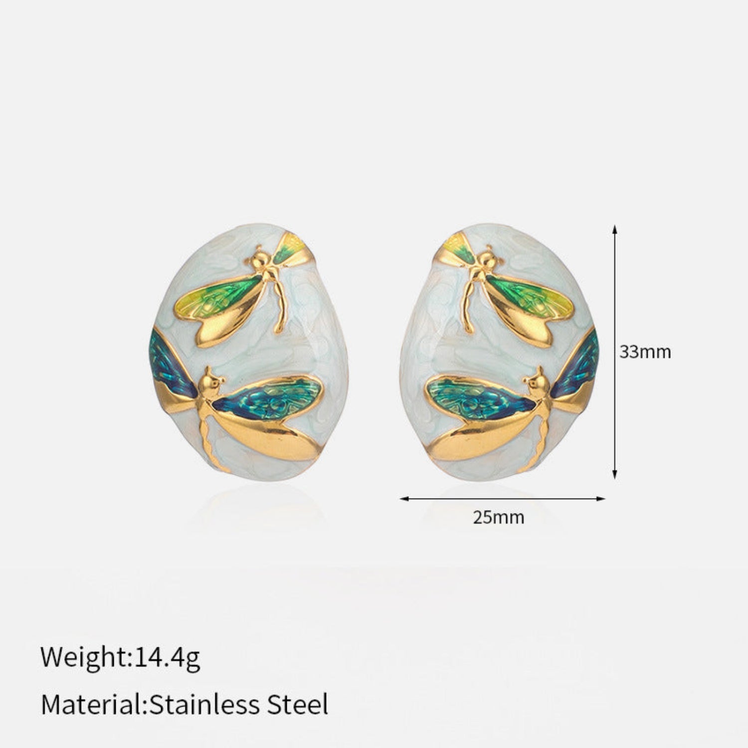Aqua Dragonfly Oval Stud Earrings JLT12808