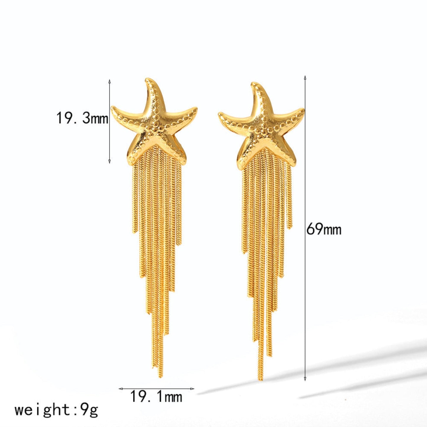 Starfish Tassel Hanging Earrings JLT12817
