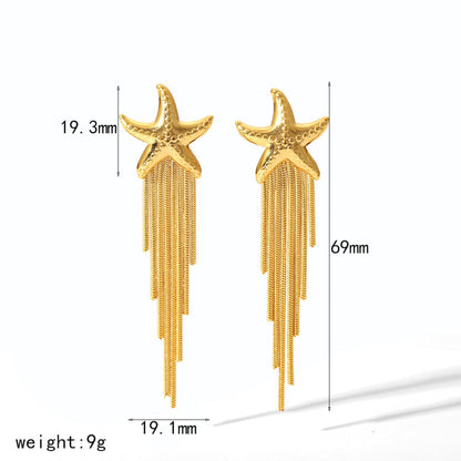 Starfish Tassel Hanging Earrings JLT12817