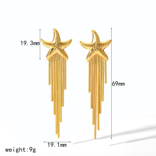 Starfish Tassel Hanging Earrings JLT12817