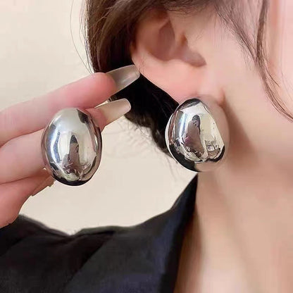 Large Silver Egg Dome Stud earrings JLT13096