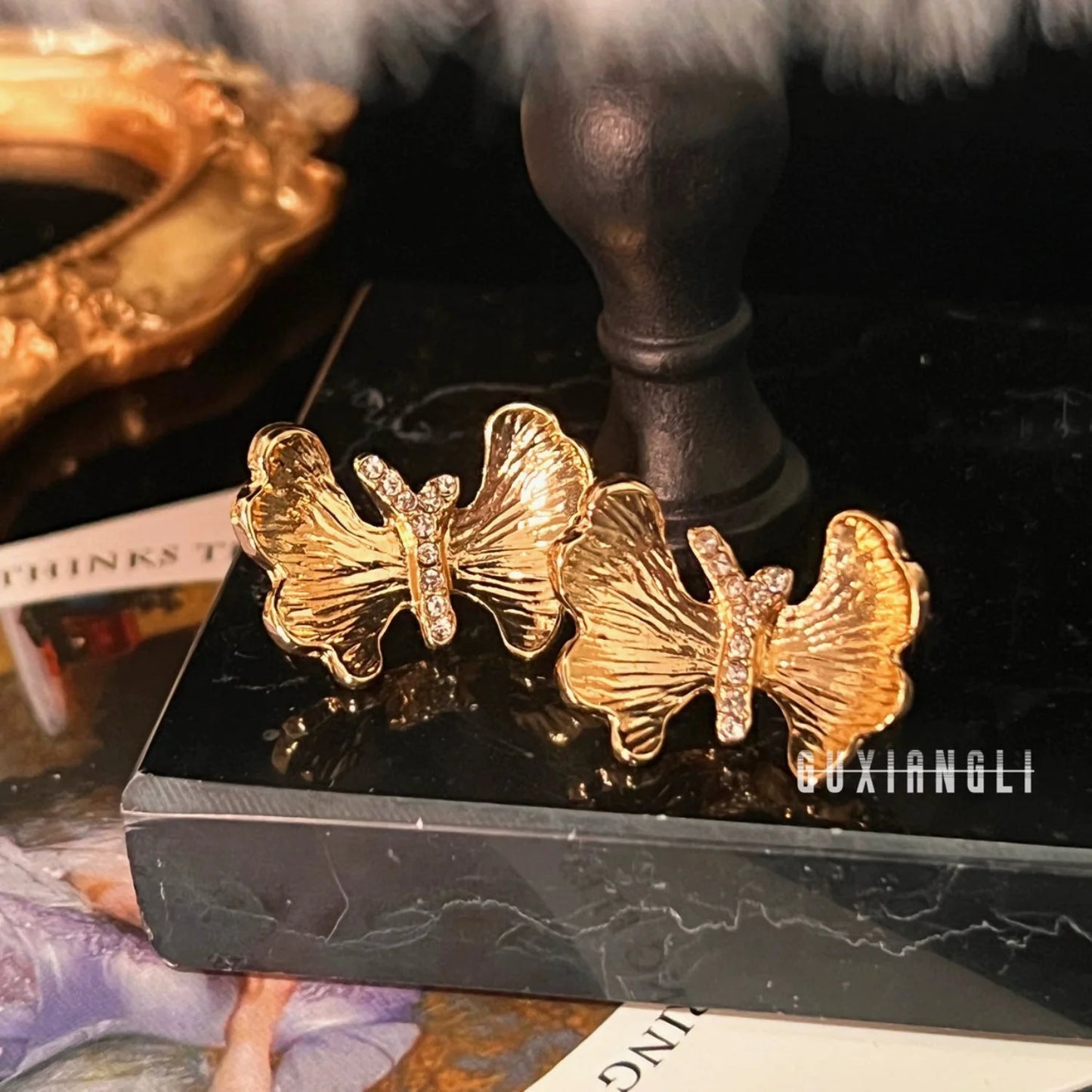 Golden Butterfly Pin Earrings JLT13172