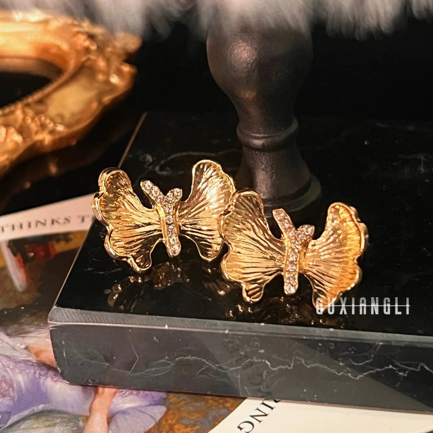 Golden Butterfly Pin Earrings JLT13172