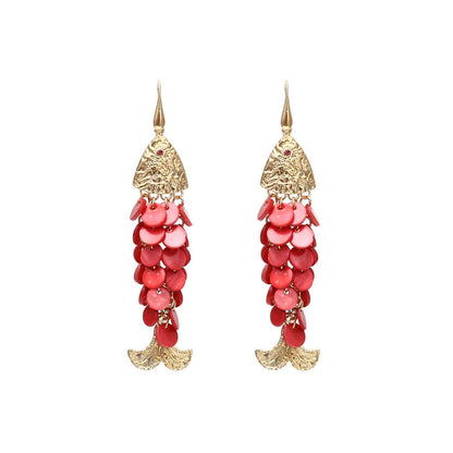 Fish Tassel Drop Earrings JLT13264