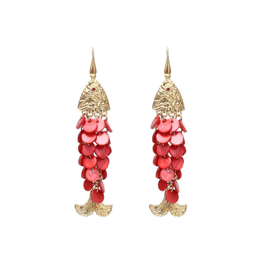 Fish Tassel Drop Earrings JLT13264