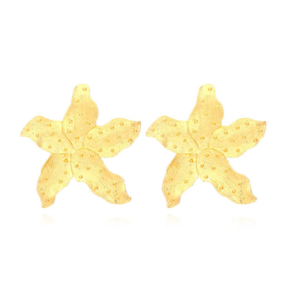 Coral Star Golden Statement Earrings JLT13267