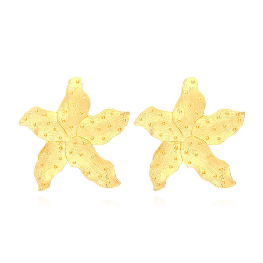 Coral Star Golden Statement Earrings JLT13267