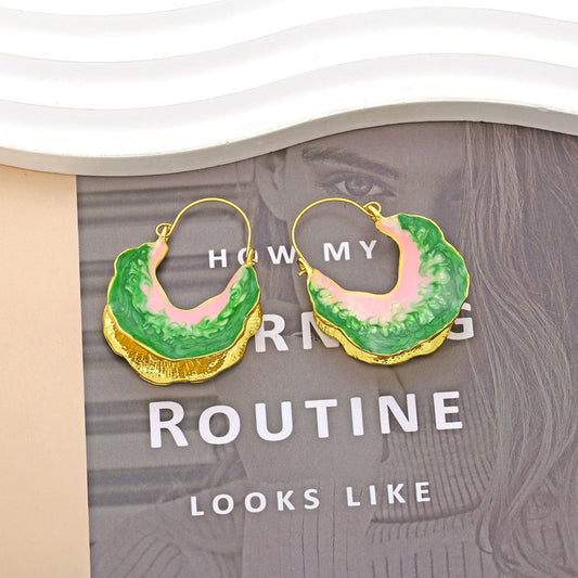 Oil drop shape leaf earrings exaggerated enamel leaf earrings jlt13276