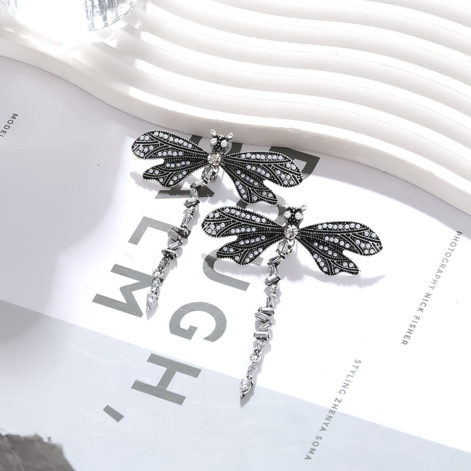Dragonfly Textured Drop Earrings JLT13284