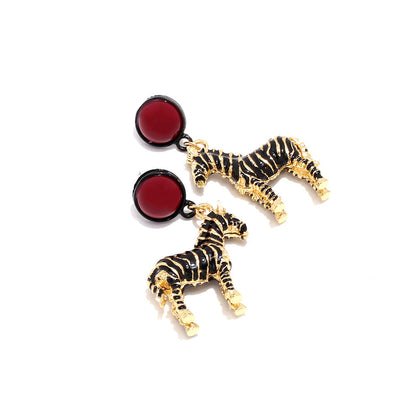Brown Zebra Pendant Pin Earring JLT13287