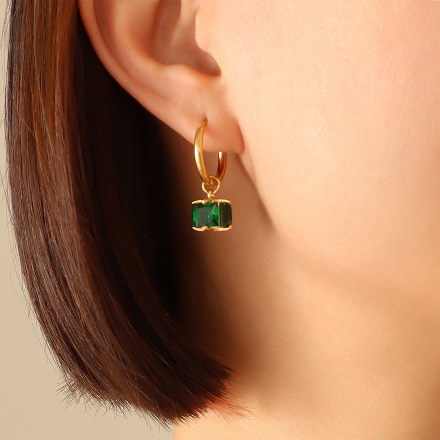 Emerald zircon Hoop earrings JLT13295