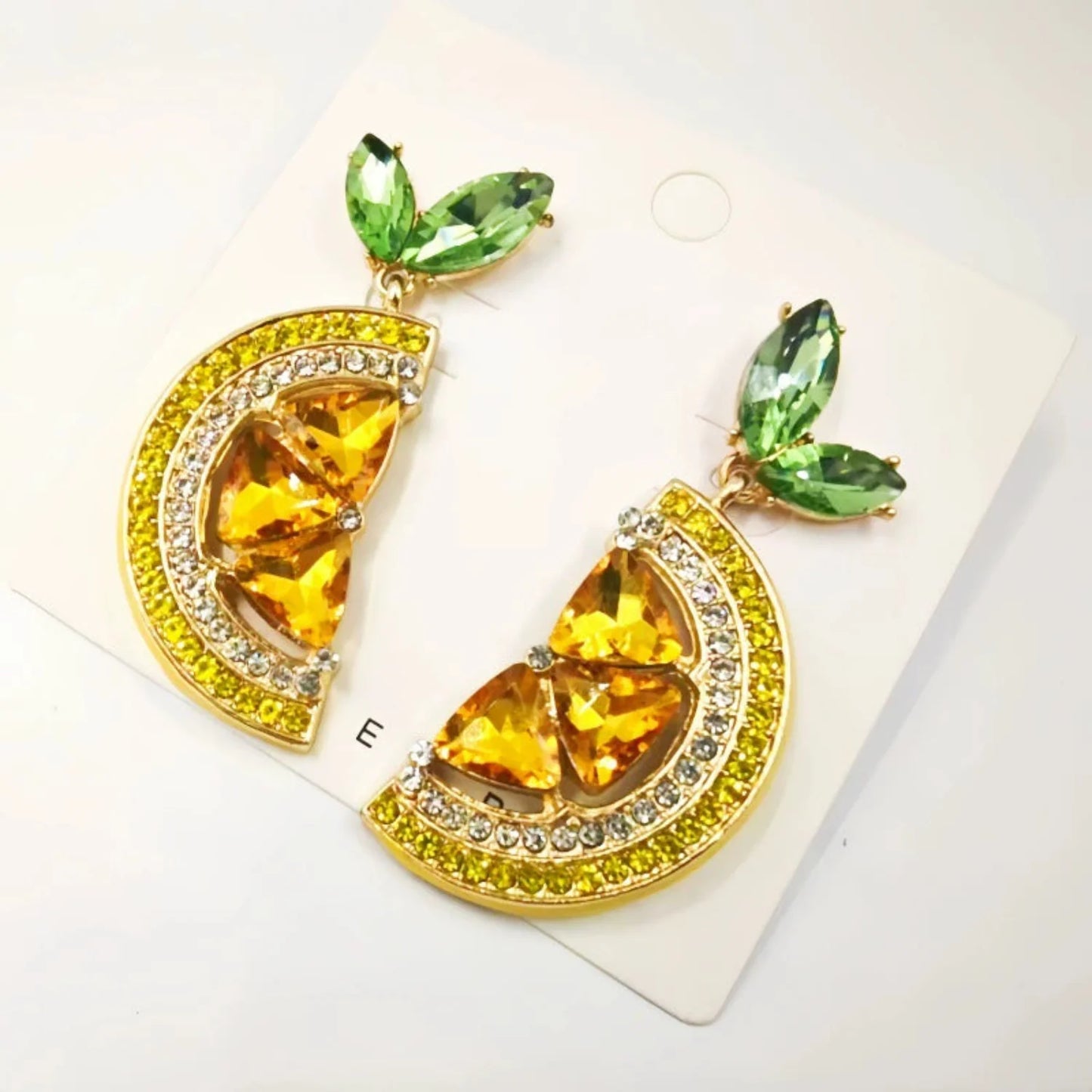 Citrus Slice With Green Leaf Stud Earings JLT13324