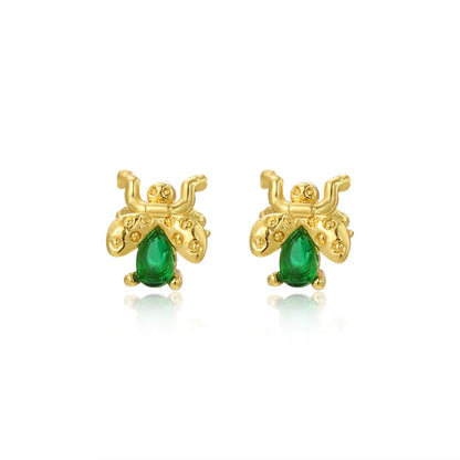 Golden Beetle Stud Earrings JLT13337
