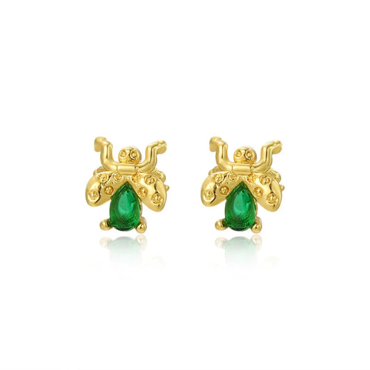 Golden Beetle Stud Earrings JLT13337