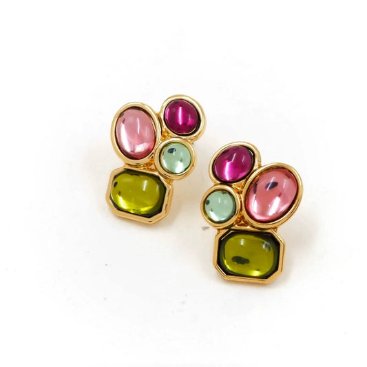 Multi-shade Gem Stud Earrings JLT13338