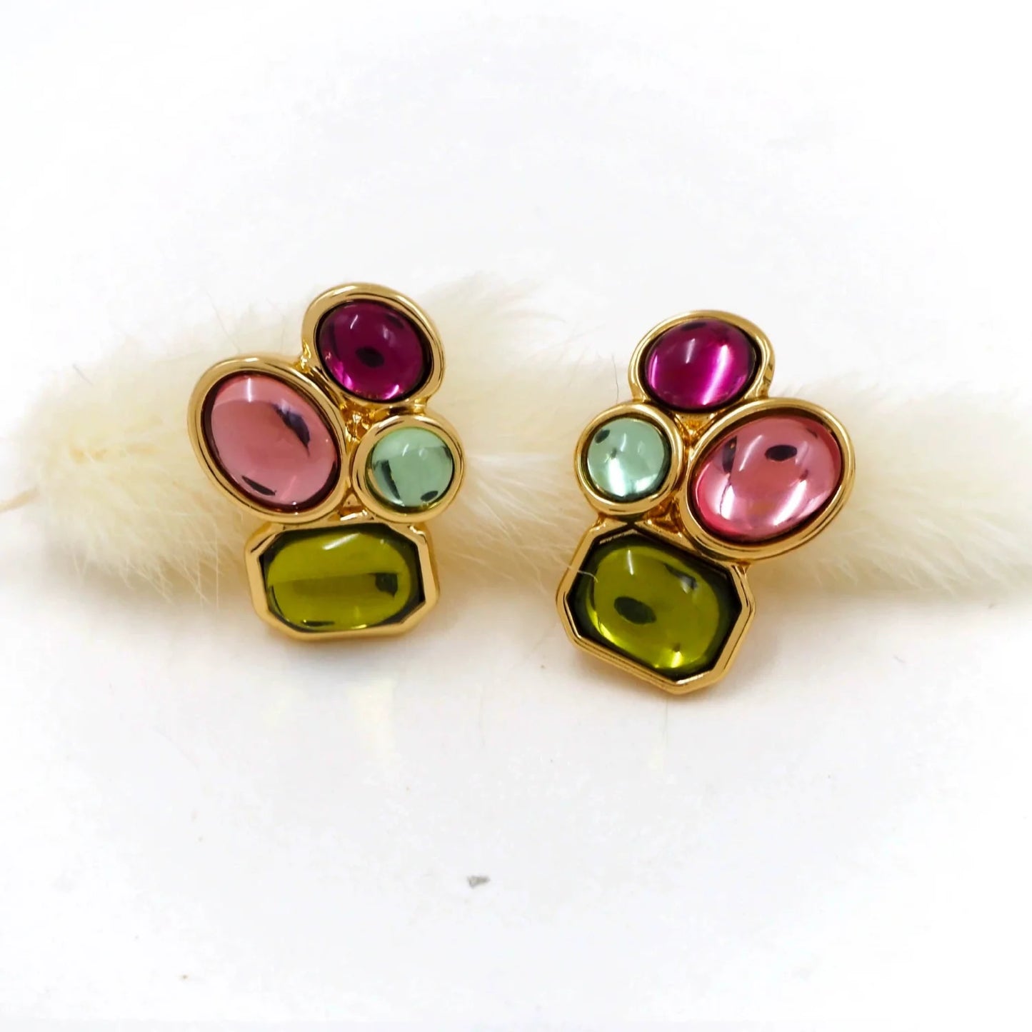 Multi-shade Gem Stud Earrings JLT13338