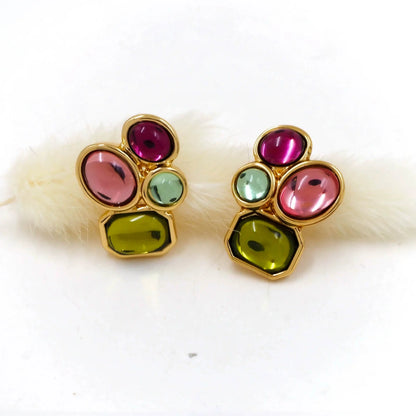 Multi-shade Gem Stud Earrings JLT13338