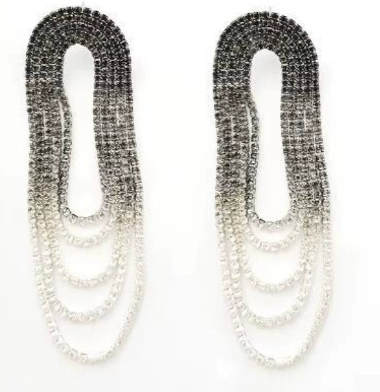 Black Crystal Rhinestone Dangle Earrings JLT13341