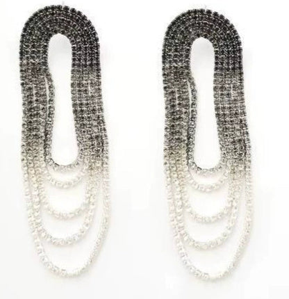 Black Crystal Rhinestone Dangle Earrings JLT13341