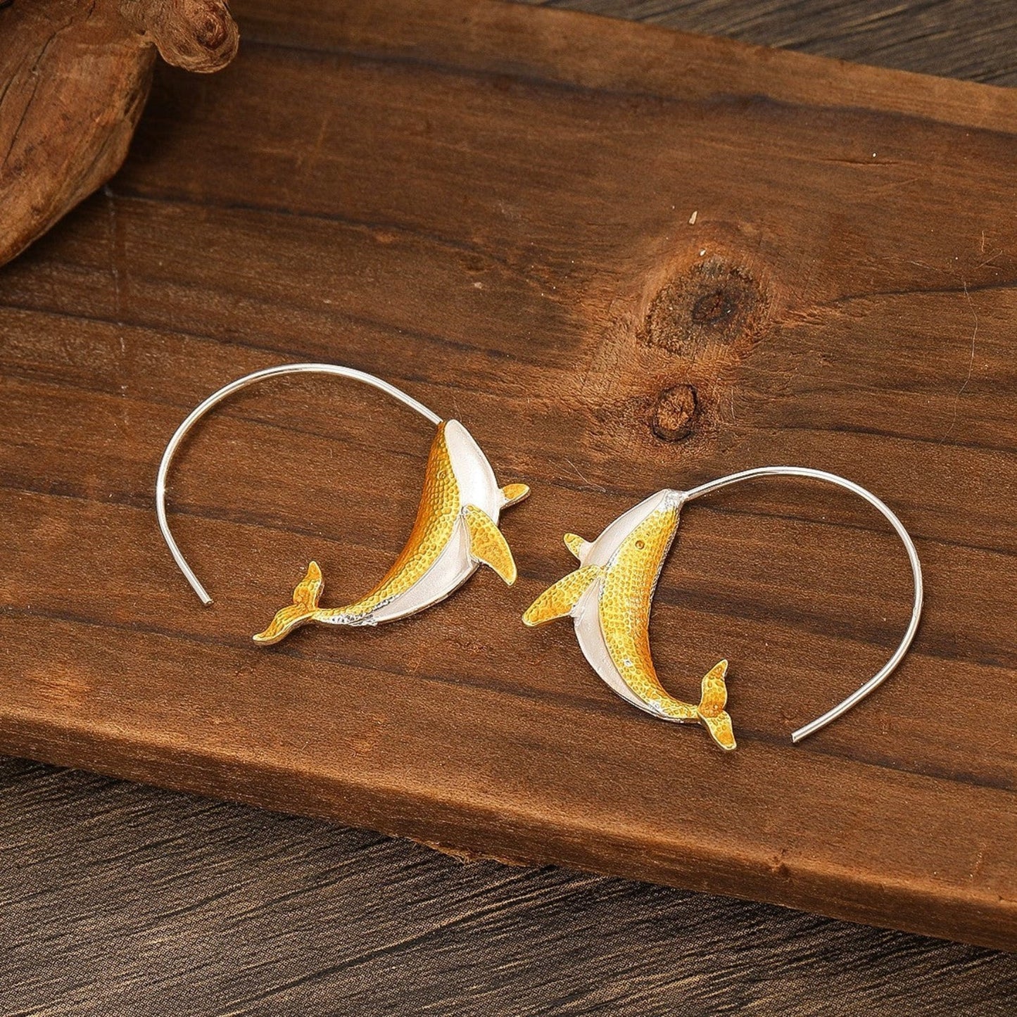 Golden Koi Fish Loop Earrings jlt13367
