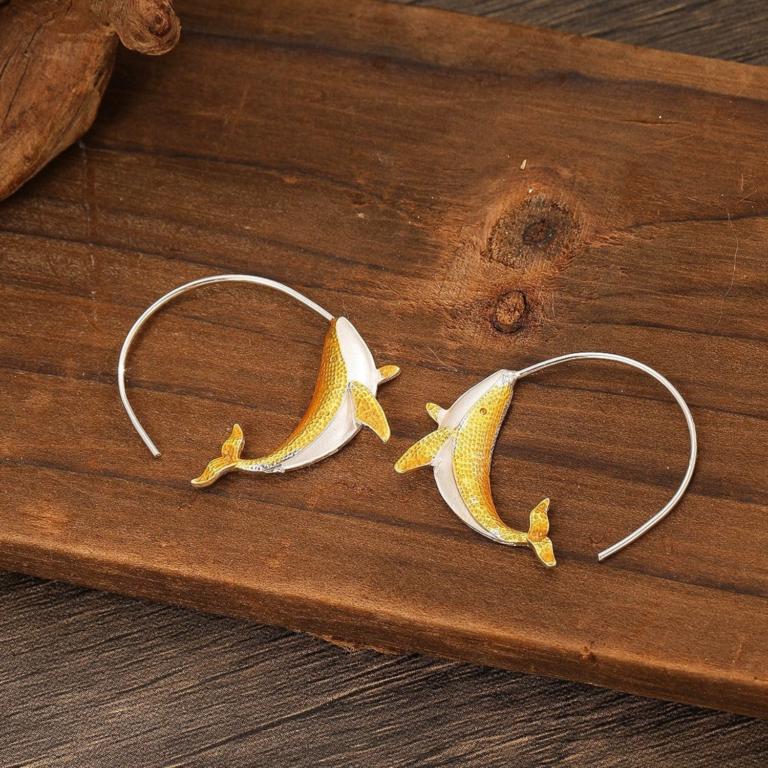 Golden Koi Fish Loop Earrings jlt13367