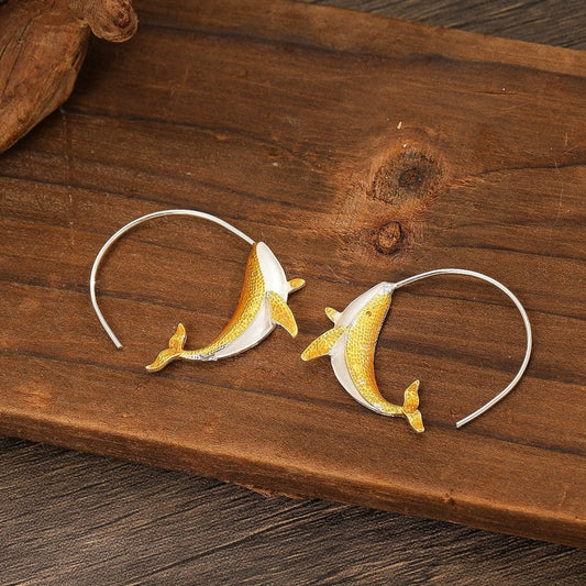 Golden Koi Fish Loop Earrings jlt13367