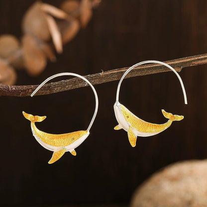 Golden Koi Fish Loop Earrings jlt13367