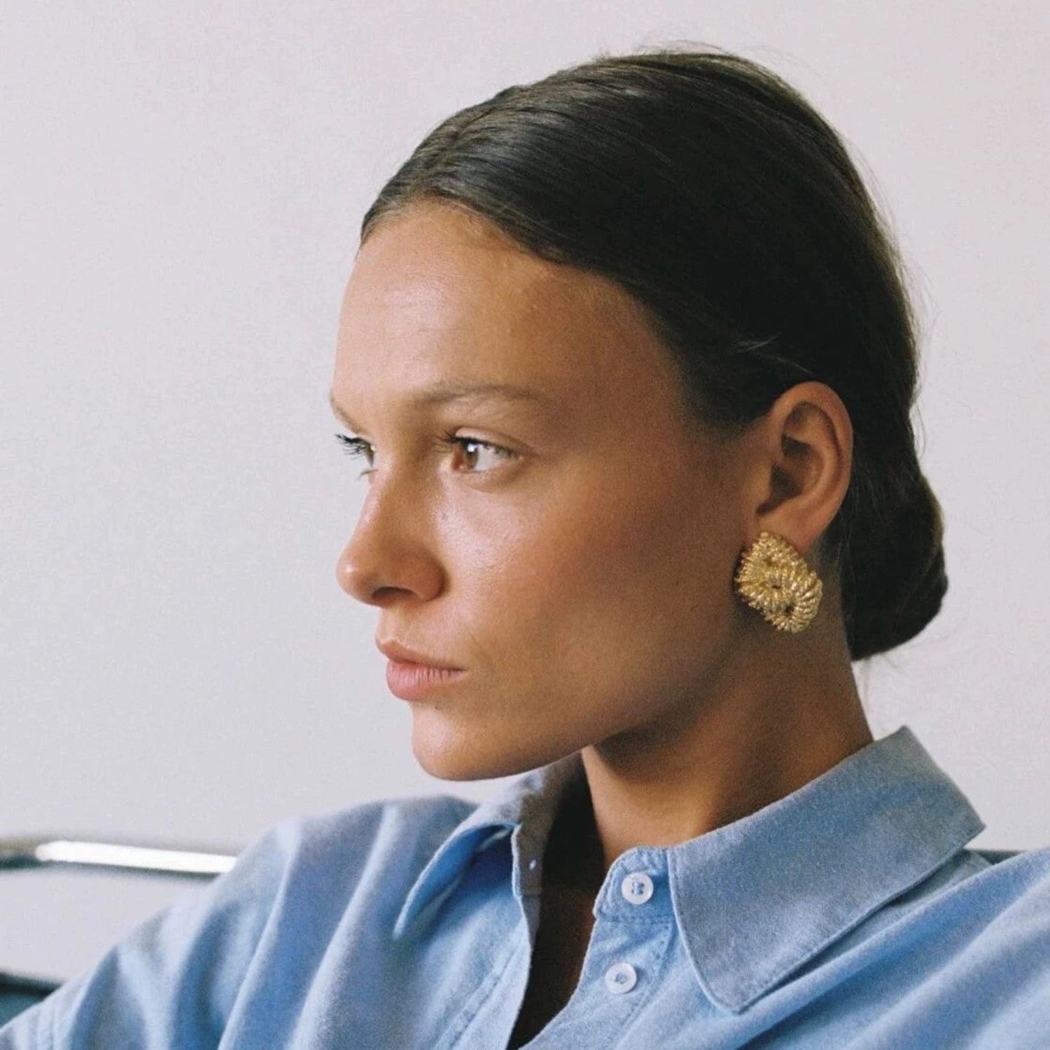 Golden Textured Statement Earrings JLT13368