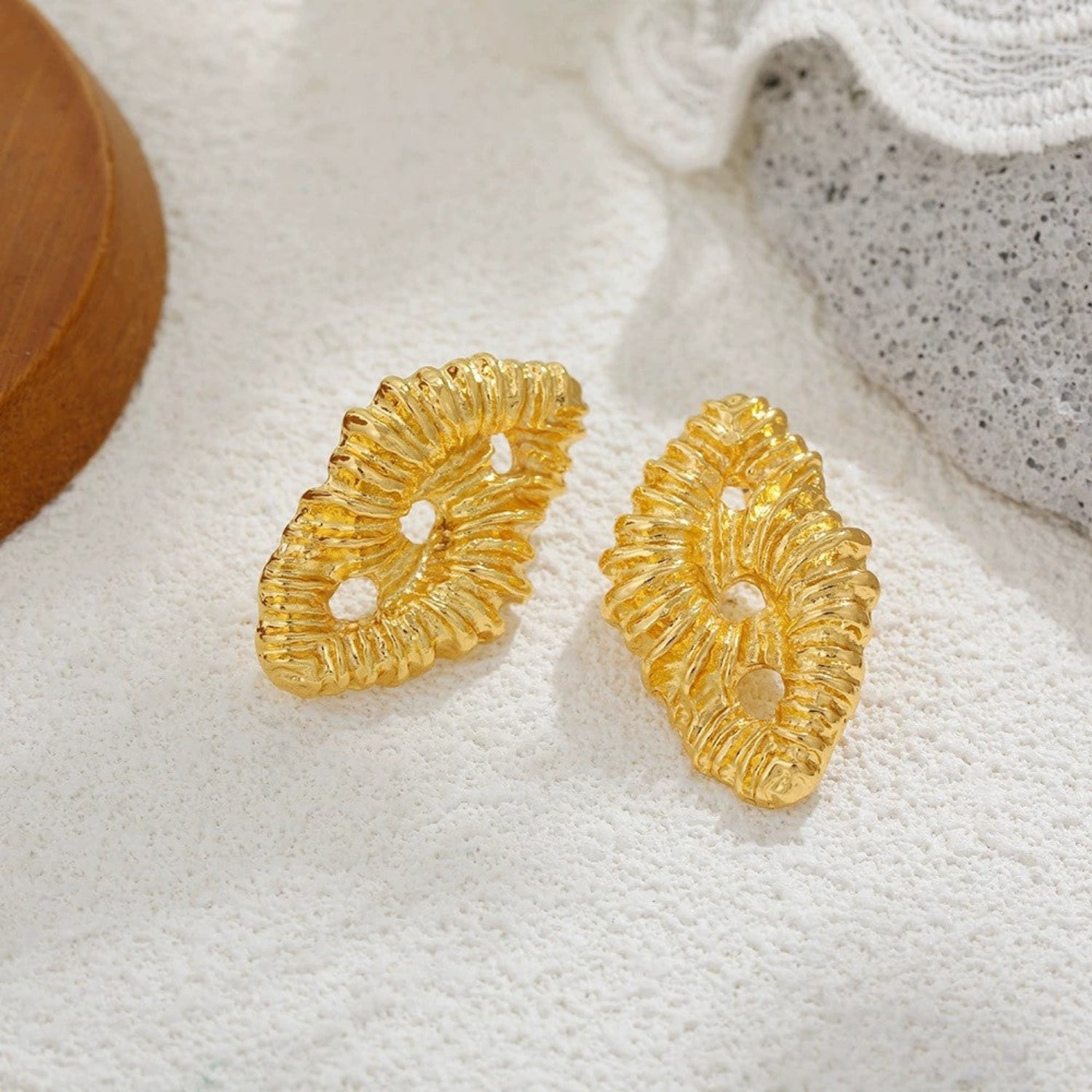 Golden Textured Statement Earrings JLT13368