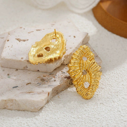Golden Textured Statement Earrings JLT13368