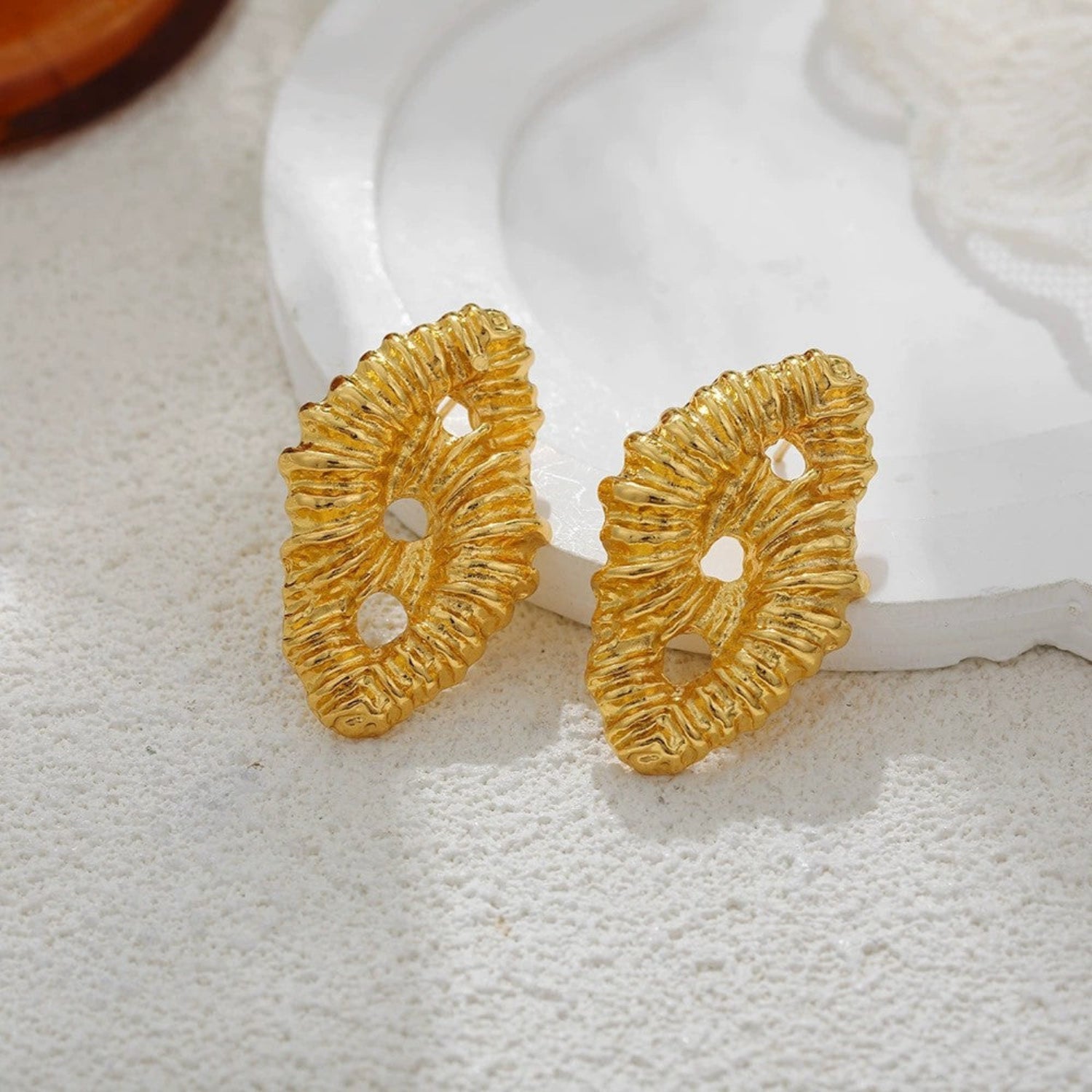 Golden Textured Statement Earrings JLT13368