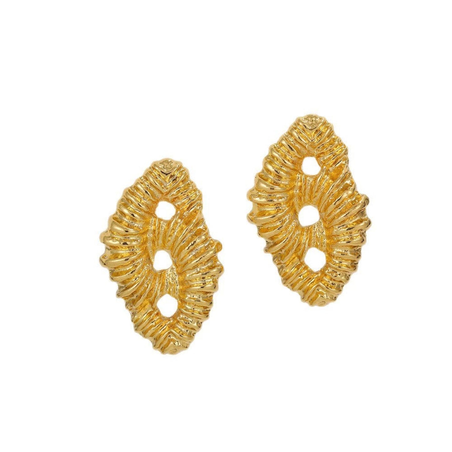 Golden Textured Statement Earrings JLT13368