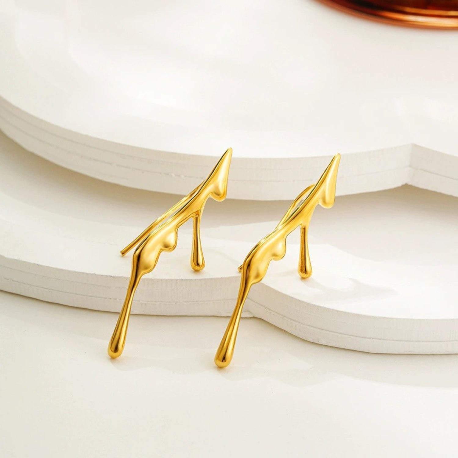 Golden Fluid Abstract Earrings JLT13370