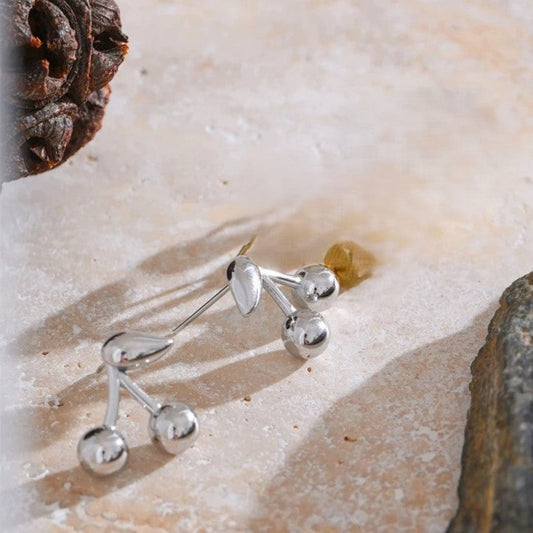 Silver Cherry Pin Earrings JLT13372