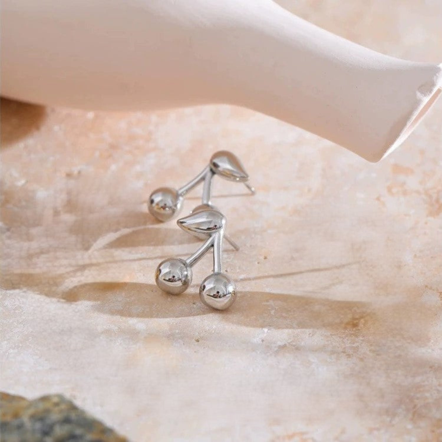 Silver Cherry Pin Earrings JLT13372