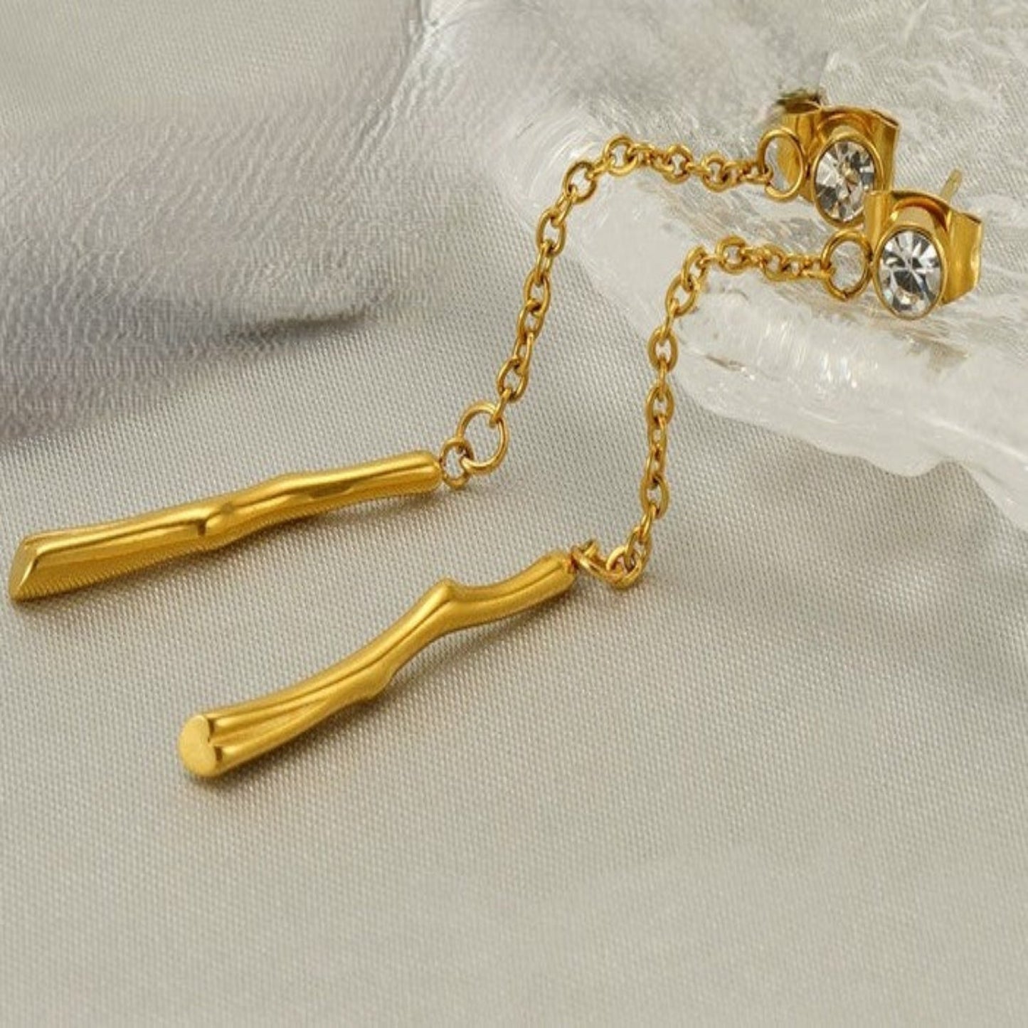 Crystal Studs Gold Drop Earrings JLT13375