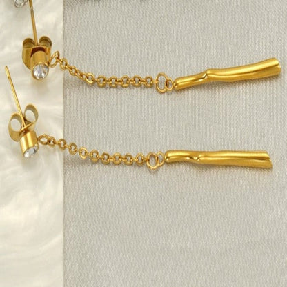 Crystal Studs Gold Drop Earrings JLT13375